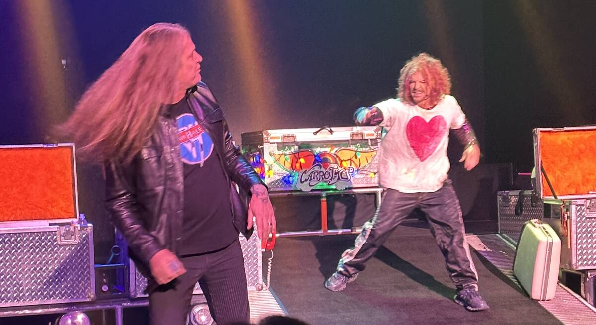 Rock icon Sebastian Bach of Skid Row shows up unannounced at Carrot Top's show at Luxor's Atriu ...