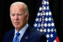 President Joe Biden speaks to reporters in Nantucket, Mass., Sunday, Nov. 26, 2023, about hosta ...