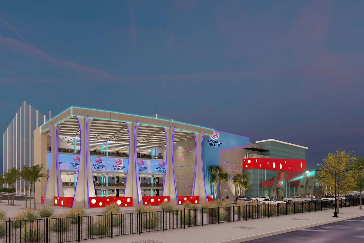 A street view rendering of Atomic Golf at the Strat. The project is expected to open in early 2 ...
