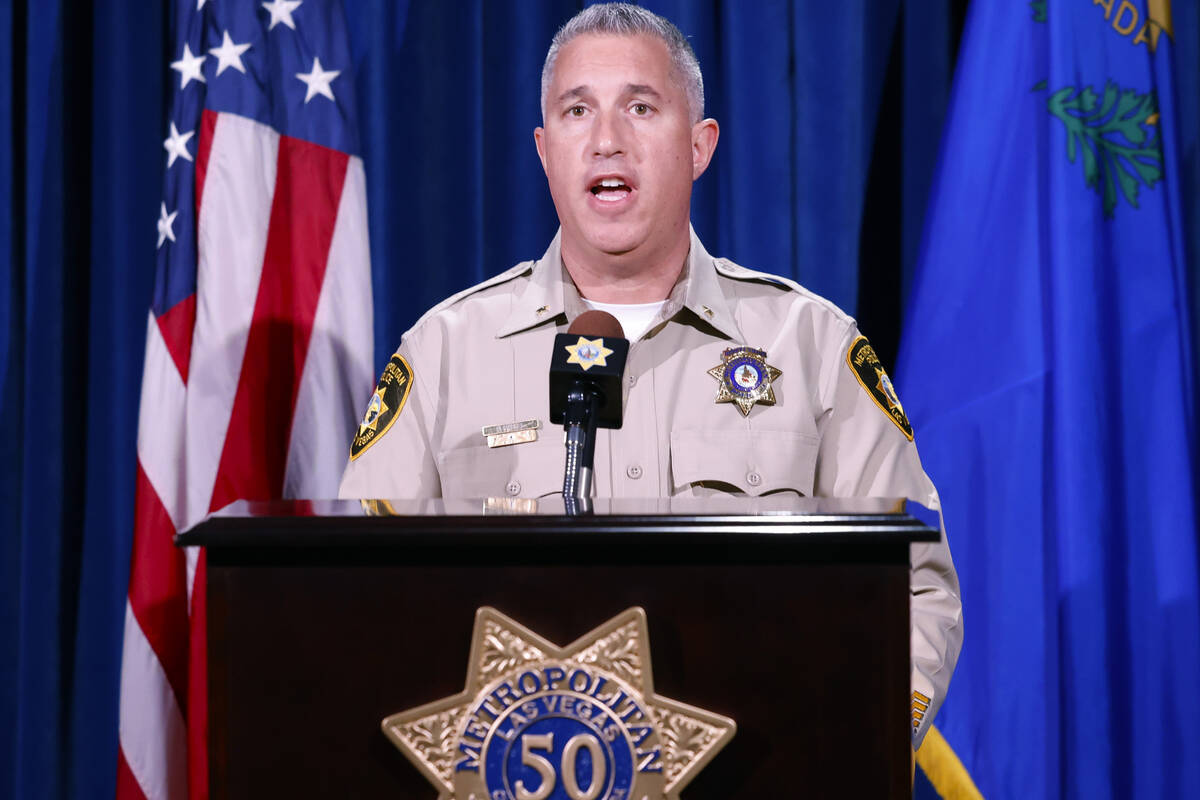 LVMPD Deputy Chief Nicholas Farese, speaks during a press conference, on Tuesday Nov. 28, 2023, ...