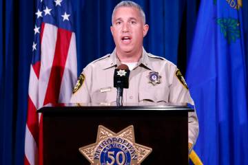 LVMPD Deputy Chief Nicholas Farese, speaks during a press conference, on Tuesday Nov. 28, 2023, ...