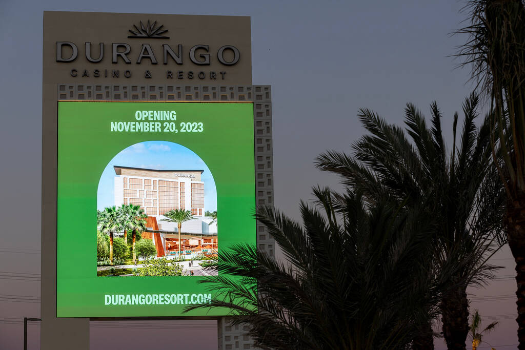 A new marquee is revealed at Durango Casino & Resort on Thursday, Aug. 3, 2023, in Las Vegas. ( ...