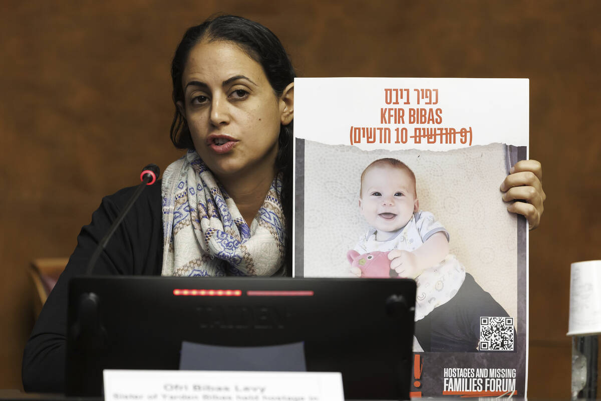 FILE - Ofri Bibas Levy, sister of Yarden Bibas, held hostage in Gaza with his wife, Shiri and t ...