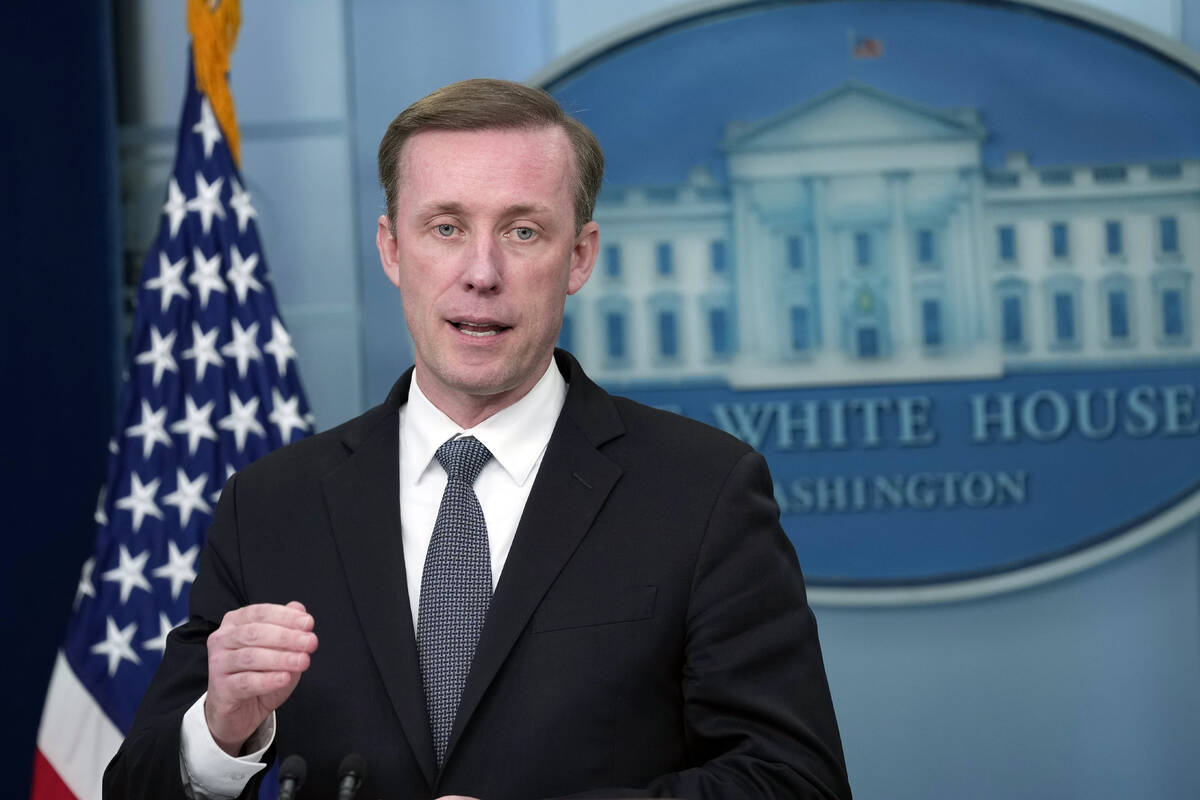 White House national security adviser Jake Sullivan speaks during the daily briefing at the Whi ...