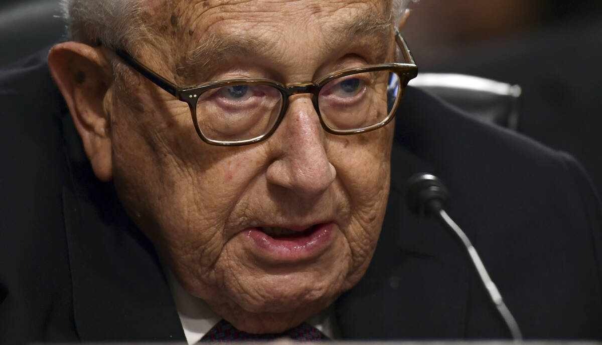 FILE - Former Secretary of State Henry Kissinger speaks during the Senate Armed Services Commit ...
