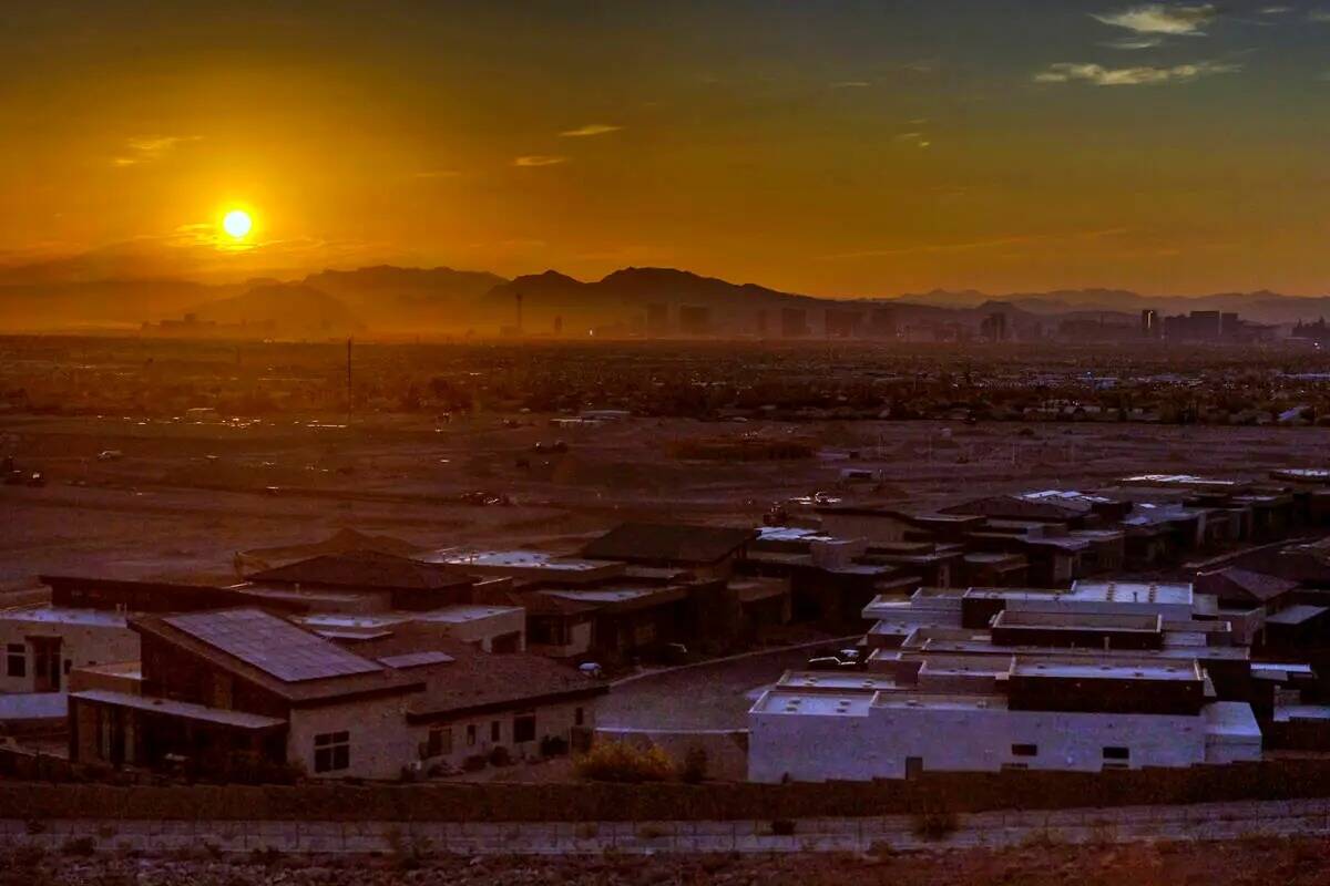 A sunrise in Las Vegas on July 20, 2023, one of the hottest days of the year. (L.E. Baskow/Las ...
