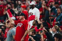 UNLV fans cheer for their team during a homecoming game against Colorado State at Allegiant Sta ...