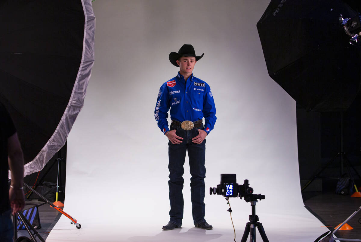 Stetson Wright, PRCA All-Around World Champion, poses for a portrait during a shoot for the Nat ...