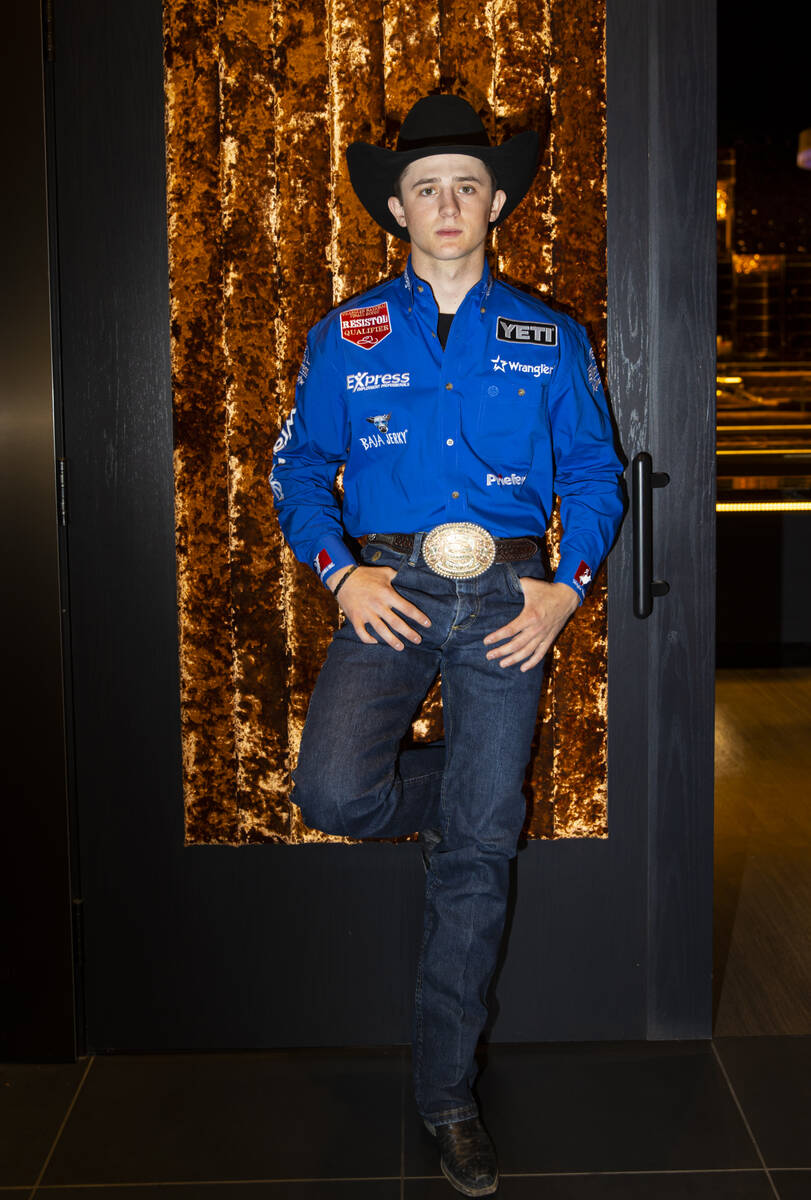 Stetson Wright, PRCA All-Around World Champion, poses for a portrait during a shoot for the Nat ...