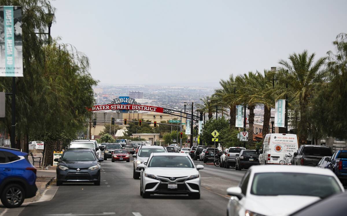 Water Street in downtown Henderson, Thursday, May 25, 2023. (Rachel Aston/Las Vegas Review-Journal)