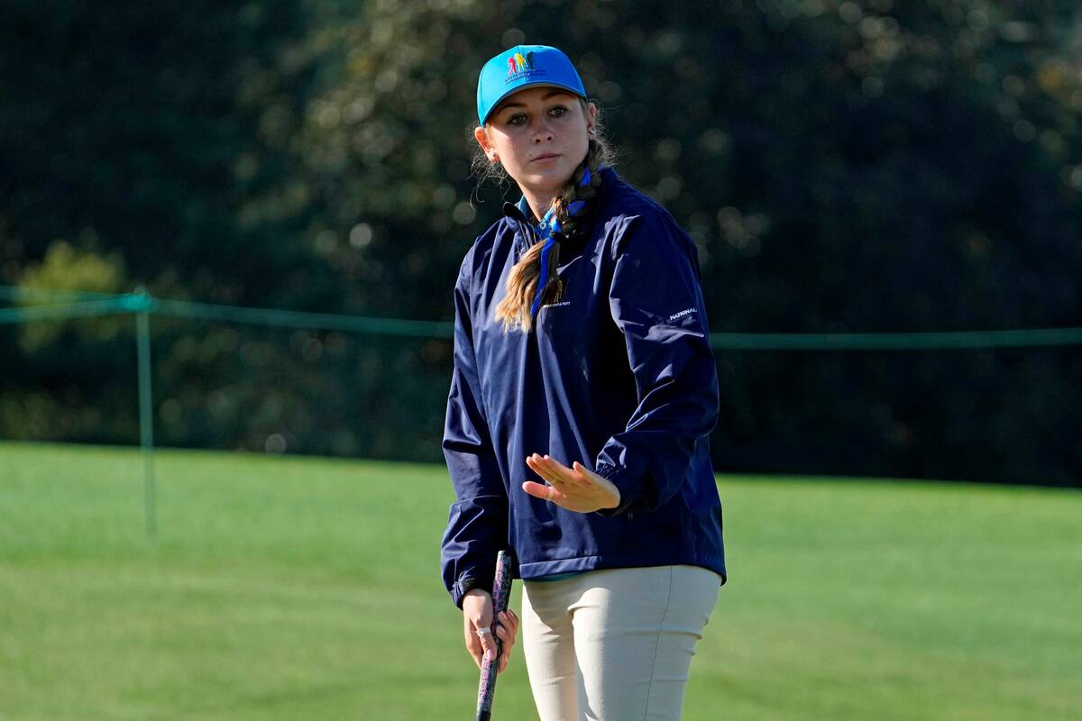 Ali Mulhall, of Henderson, Nevada, reacts to her putt during the Drive Chip & Putt National Fin ...