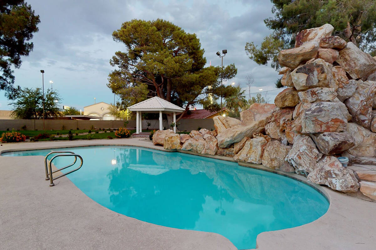 The pool at a Las Vegas house formerly owned by legendary comedian Jerry Lewis, which sold in a ...