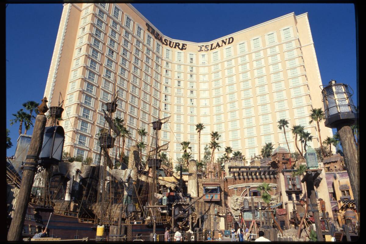 The exterior of the pirate-themed Treasure Island hotel and casino which opened October 27, 199 ...