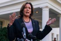 Vice President Kamala Harris speaks at the White House, Nov. 8, 2023, in Washington. (AP Photo/ ...