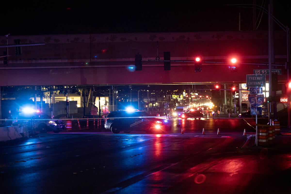 The eastbound ramp to US 95 South at Charleston Boulevard is closed while Metropolitan police i ...