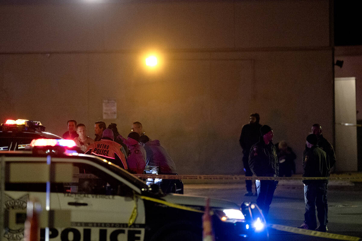Las Vegas police investigate a fatal shooting at North Honolulu Street and East Charleston Boul ...