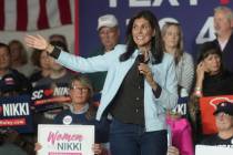 GOP presidential hopeful Nikki Haley speaks during a campaign event on Monday, Nov. 27, 2023, i ...