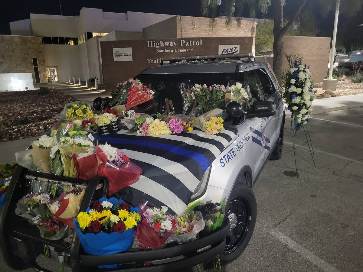 Tribute car in front of the Nevada Highway Patrol Southern Command office. (Mark Credico - Las ...