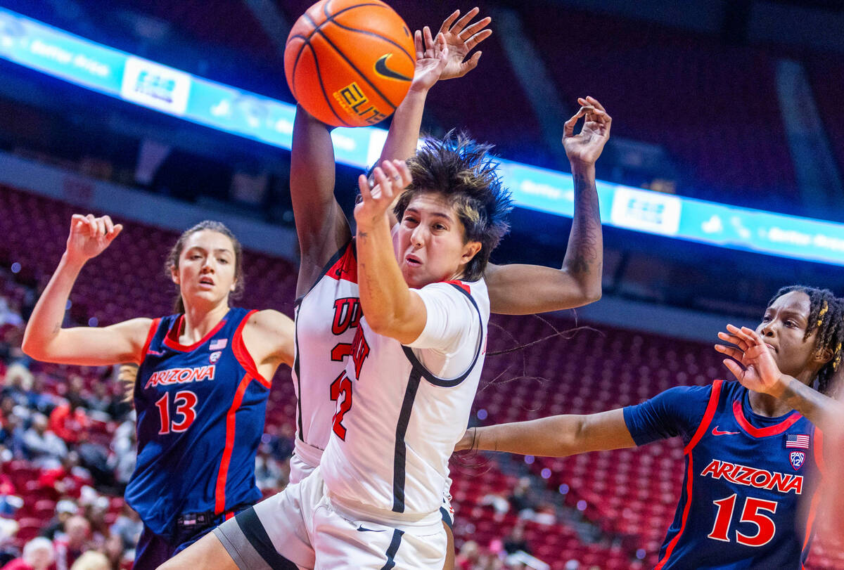 UNLV Lady Rebels guard Alyssa Durazo-Frescas (12) chases a loose ball against the Arizona Wildc ...