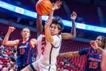 UNLV Lady Rebels guard Alyssa Durazo-Frescas (12) chases a loose ball against the Arizona Wildc ...