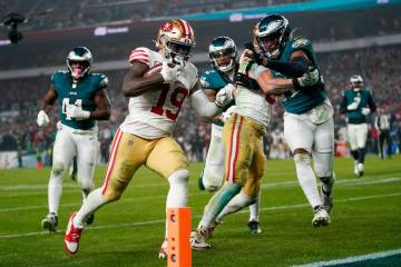 San Francisco 49ers wide receiver Deebo Samuel (19) scores a touchdown on a run against the Phi ...