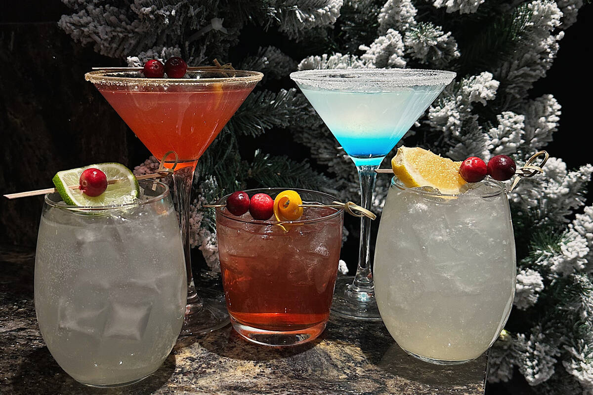 Holiday 2023 cocktails from Proper Bar in Proper Eats food hall at Aria Resort on the Las Vegas ...