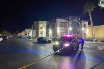 Las Vegas police investigate a homicide at Emerald Suites, 9145 S Las Vegas Blvd, on Sunday, De ...