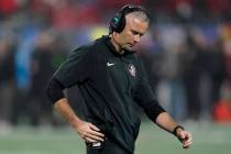 Florida State head coach Mike Norvell walks on the field during a timeout in the second half of ...