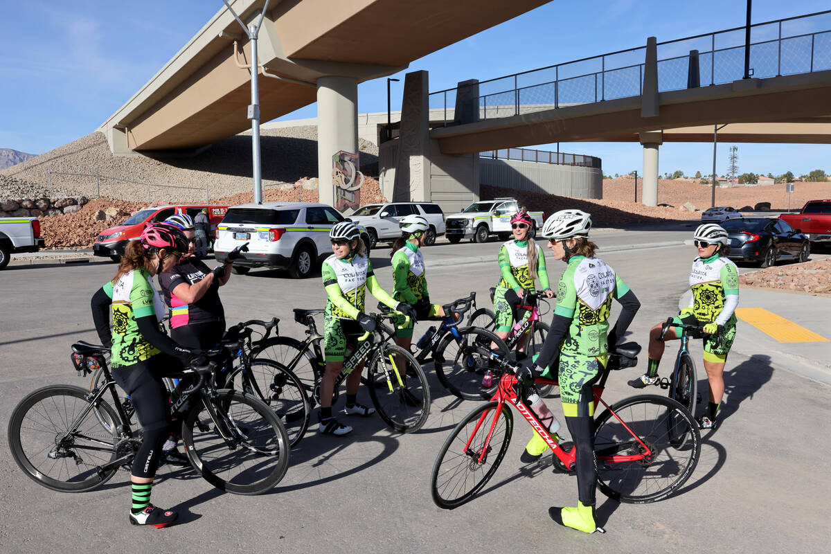 Members of the Colavita Las Vegas Women’s Cycling Club gather for the Nevada Department ...