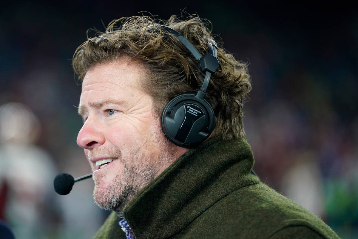 Seattle Seahawks general manager John Schneider is interviewed before an NFL football game agai ...