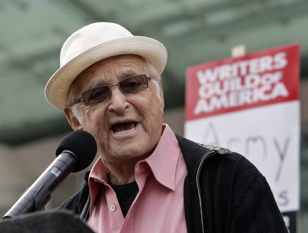 FILE - Producer Norman Lear speaks in support of thousands of Writers Guild of America (WGA) wr ...