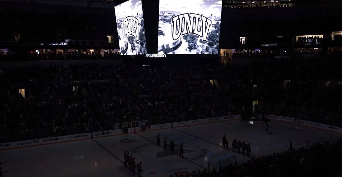 The St. Louis Blues hold a pregame moment of silence for the victims of the shooting at UNLV be ...