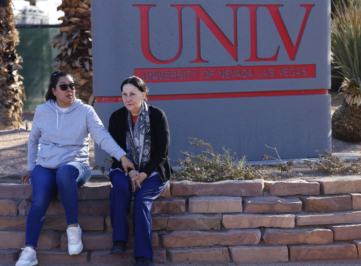 Parents gathered outside of the University of Nevada where police confirmed multiple shooting v ...