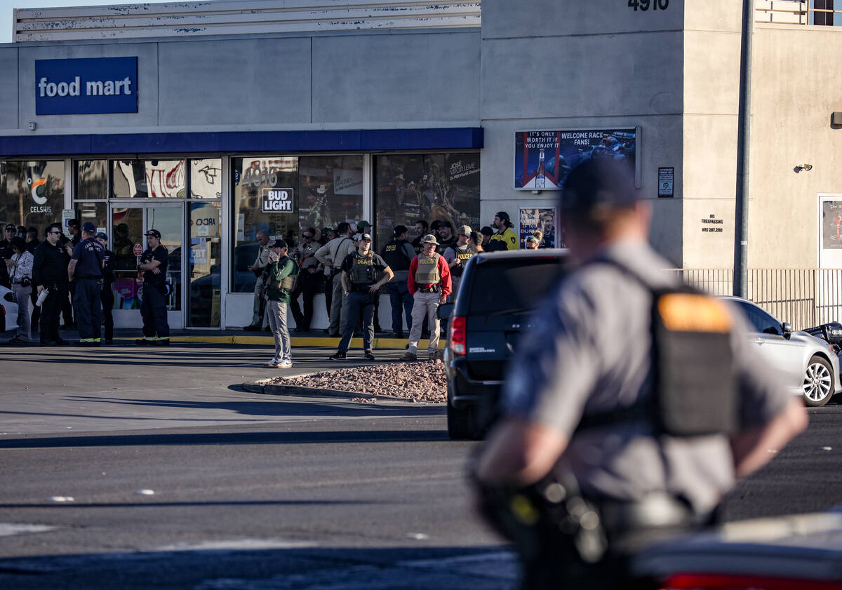 Police presence outside the Best Western on Paradise Road in Las Vegas, Wednesday, Dec. 6, 2023 ...
