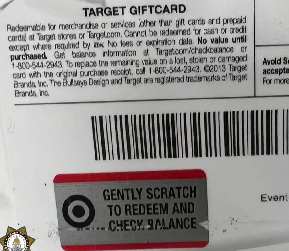 A small scratch on the back can be a sign that a gift card has been tampered with. (SCSD)