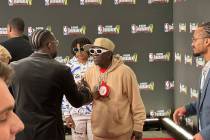 Flavor Flav is shown on the red carpet of the NBA In-Season In-Season Tournament championship g ...