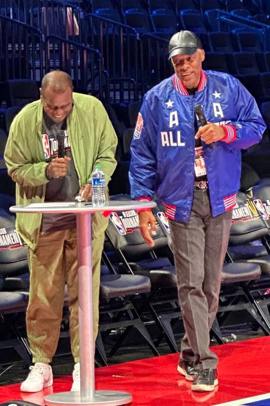 Julius "Dr. J" Erving is shown with longtime broadcaster and ex-NFL star Ahmad Rashad at a VIP ...