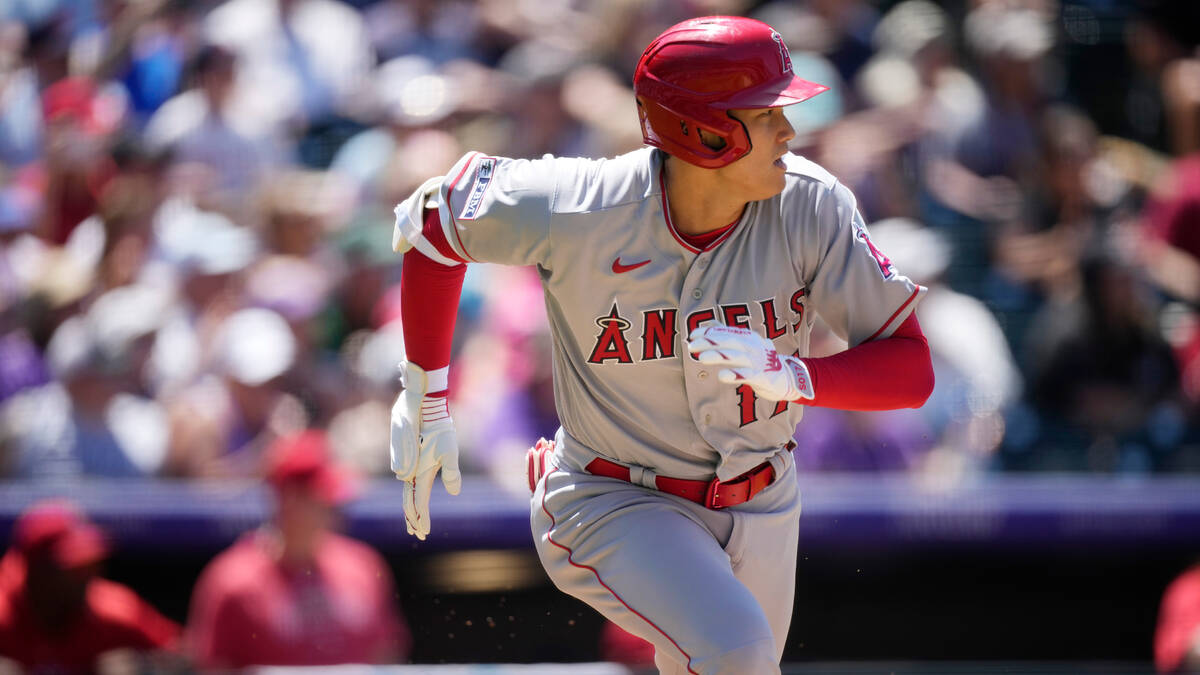 Los Angeles Angels' Shohei Ohtani (17) in the sixth inning of a baseball game Sunday, June 25, ...