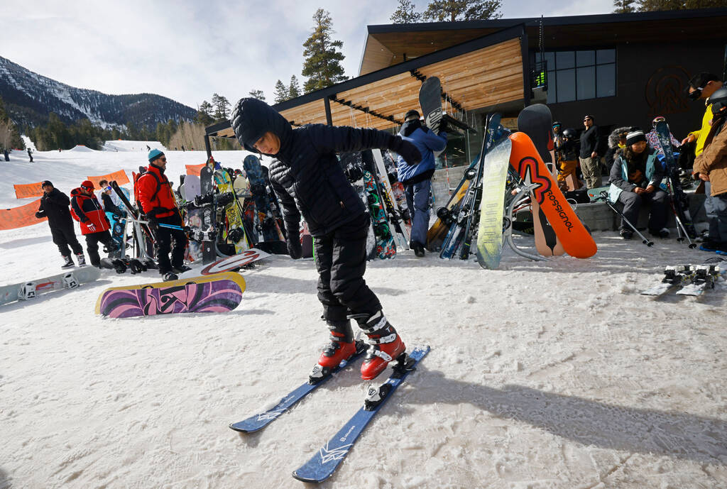 Parker Wasiak, 9, of Las Vegas, is ready to ski on Monday, Dec. 26, 2022, at the Lee Canyon res ...