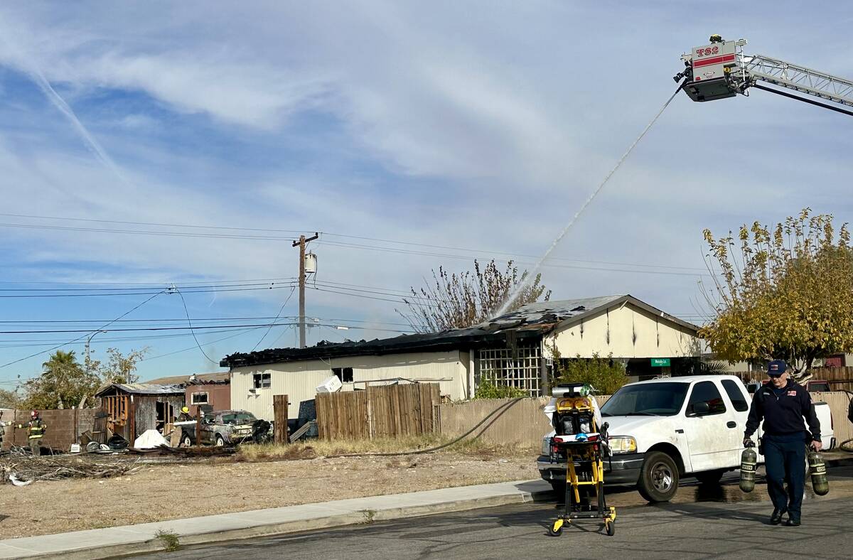 The Henderson Fire Department responded to a residential blaze on Shoshone Lane in Henderson on ...