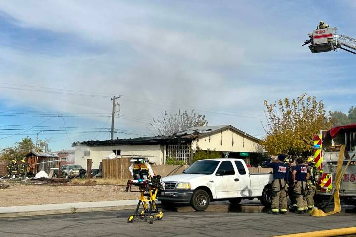 The Henderson Fire Department responded to a residential blaze on Shoshone Lane in Henderson on ...