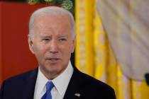 President Joe Biden speaks a Hanukkah reception in the East Room of the White House in Washingt ...