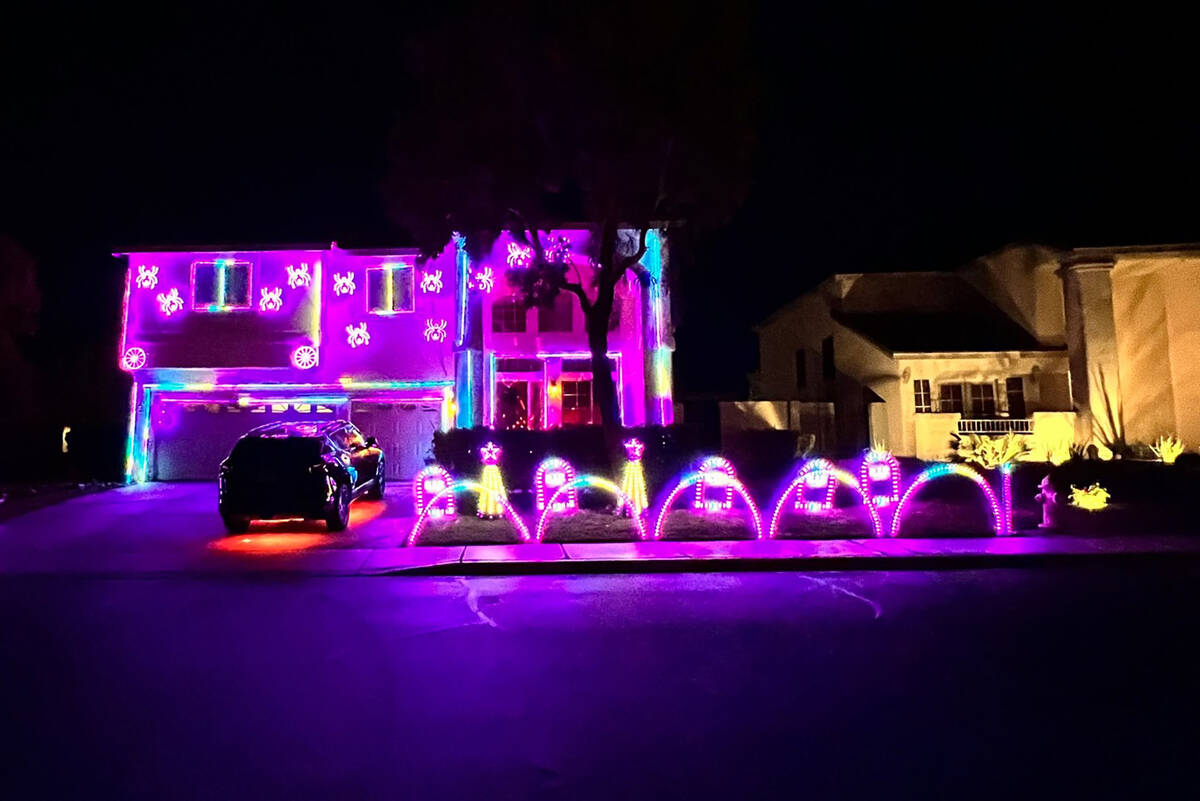 The festive display at the Hourglass Holiday House at 2645 Hourglass Drive in Henderson. (Facebook)