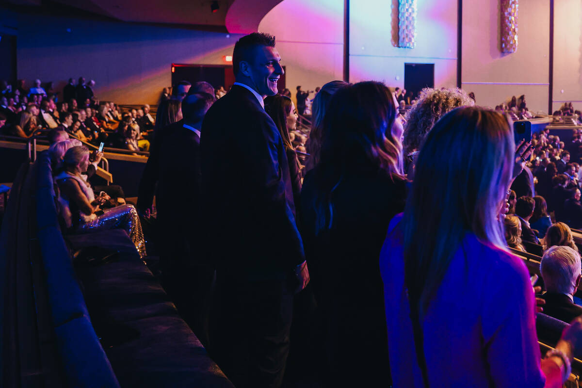 Rob Gronkowski is seen during a Justin Timberlake performance at the Fontainebleau’s gra ...