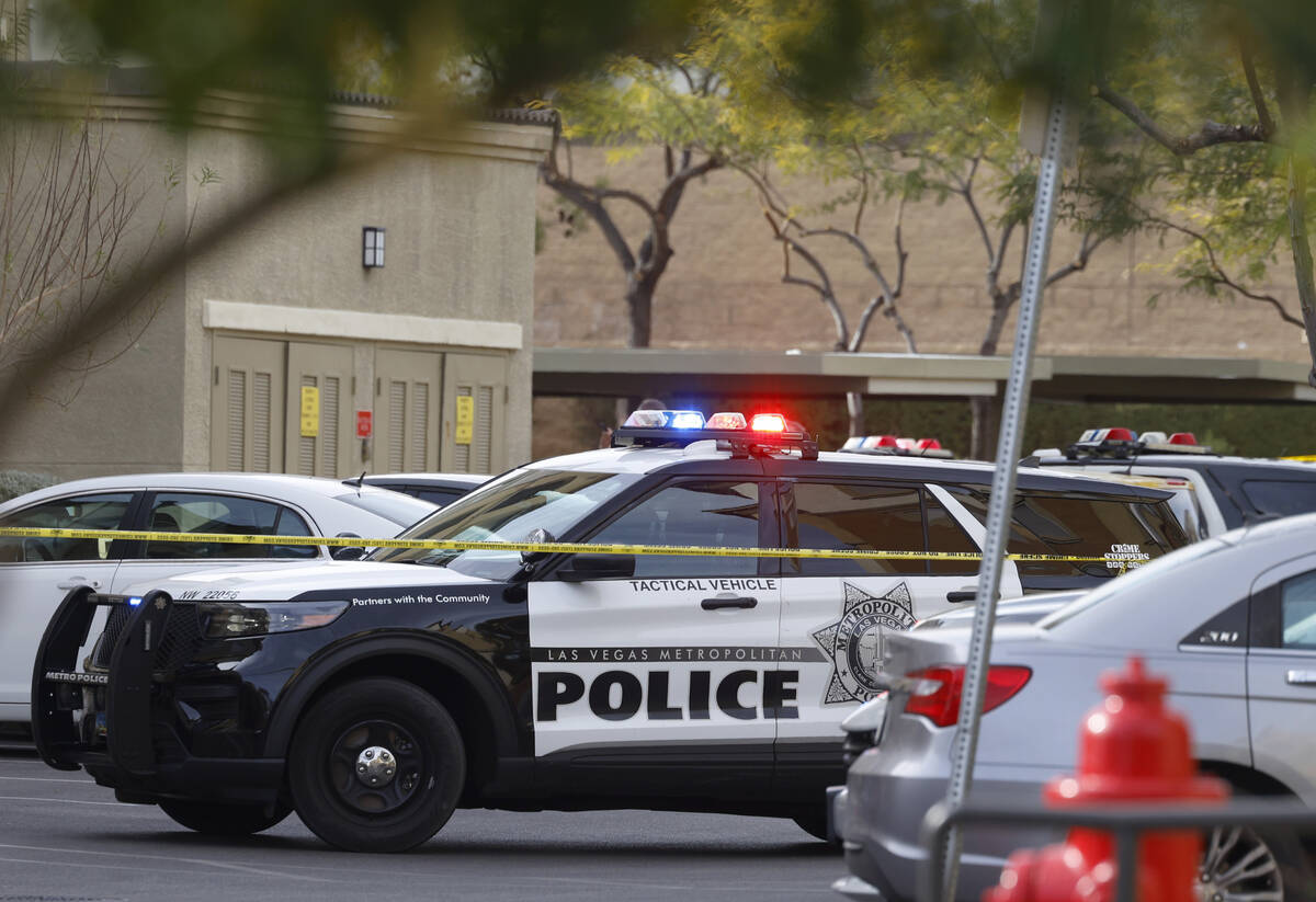Las Vegas police investigate after four people are found dead in a shooting at a northwest vall ...