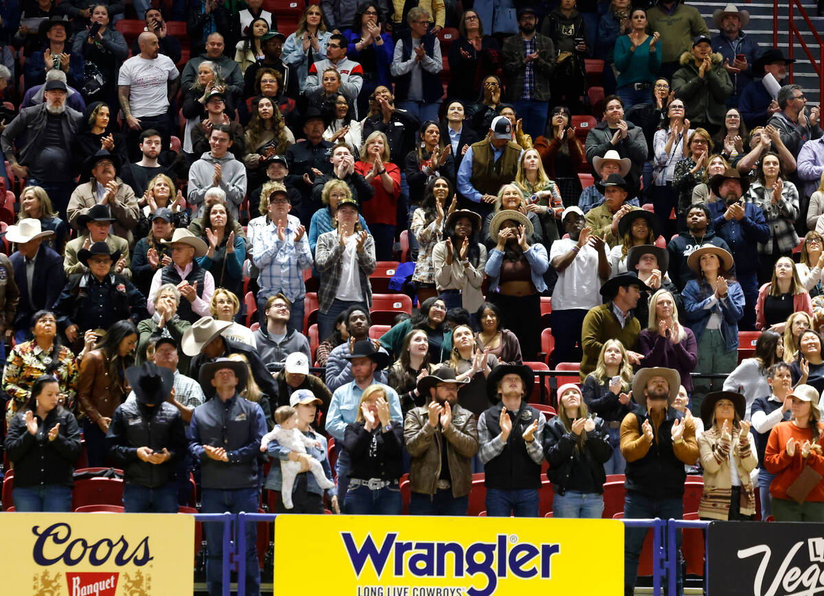 Rodeo fans attend day six of the National Finals Rodeo at Thomas and Mack Center at UNLV, on We ...