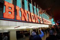 FILE - Binion's Gaming Hall and Hotel's neon sign photographed from Fremont Street on Dec. 29, ...