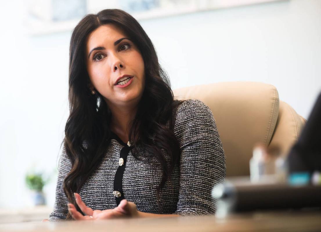 Justice of the Peace Nadia Wood speaks to the Review-Journal about the Justice Court’s m ...