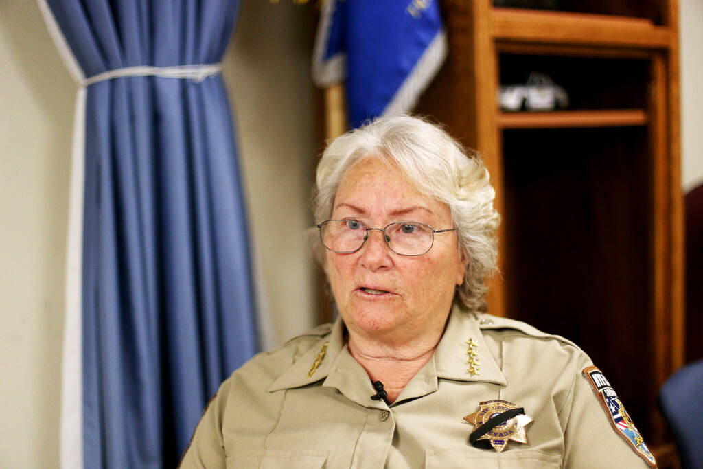 Nye County Sheriff Sharon Wehrly speaks to the Review-Journal at her office in Pahrump on July ...
