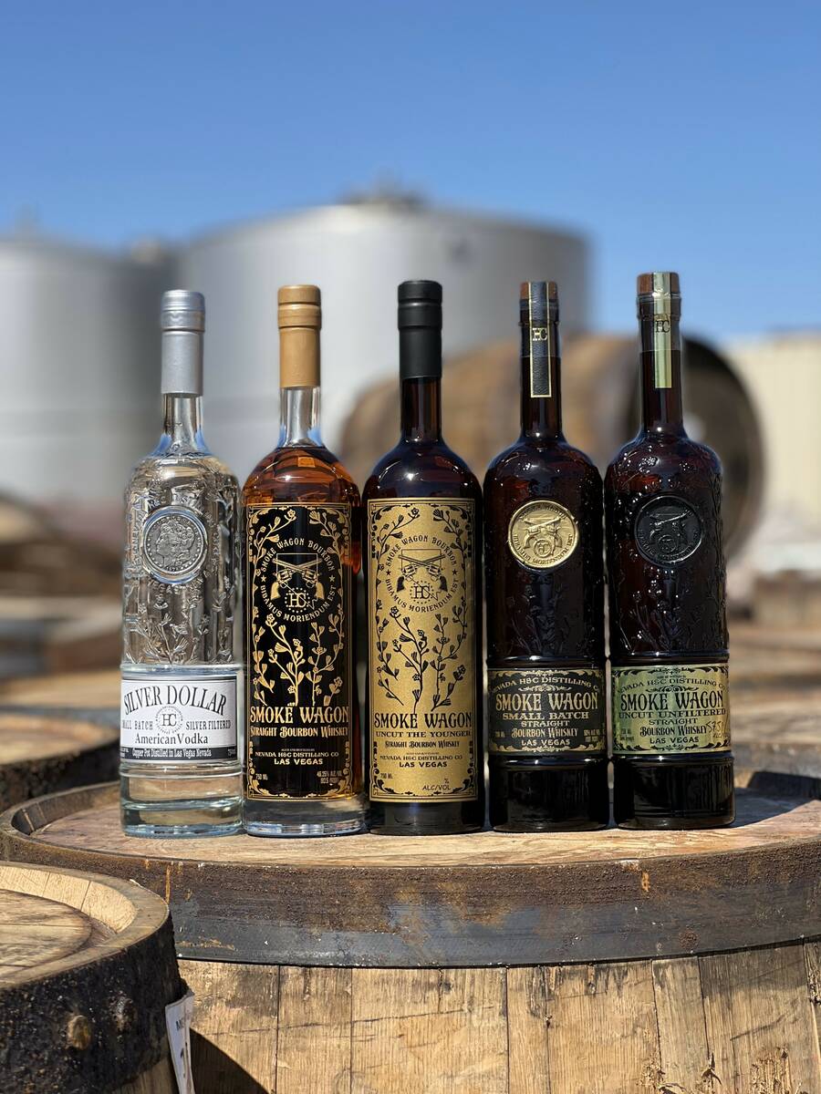 An array of alcohol spirits produced by Nevada H&C Distilling Co. which is planning to expand o ...